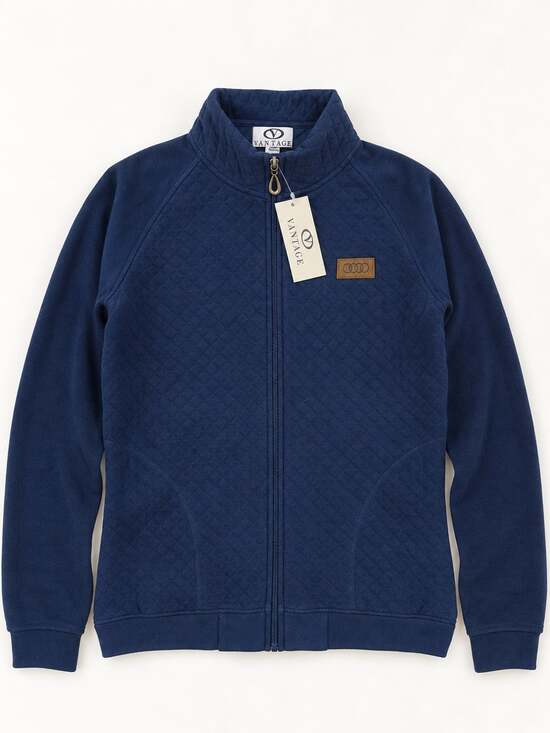 Audi Jackets & Blazers - Audi Vantage Womens XL Navy Blue Quilted Full Zip Fleece Sweatshirt Jacket NWT